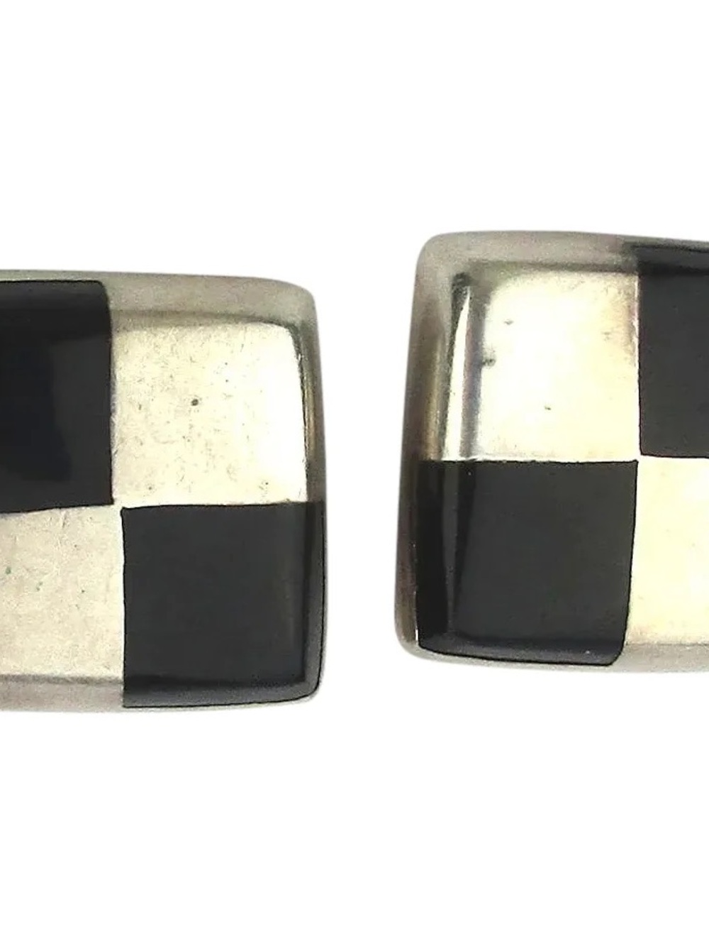 Taxco Black and Silver Checkered Studs